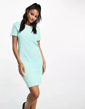 Короткое синее платье-футболка из джерси Vero Moda со сборкой по низу