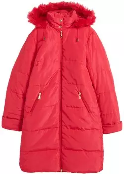 Короткое стеганое пальто с капюшоном из искусственного меха Bpc Selection, пурпурный