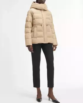 Короткое стеганое женское пальто с капюшоном Calvin Klein, коричневый