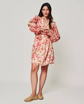 Короткое струящееся платье с длинными рукавами Vila, белый