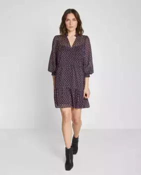 Короткое струящееся платье с французскими рукавами Trucco, мультиколор