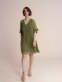 Короткое струящееся платье с принтом Niza, зеленый