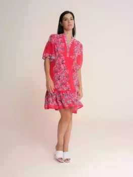 Короткое струящееся платье с принтом Niza, красный