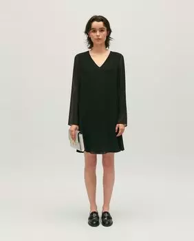 Короткое струящееся платье с V-образным вырезом Claudie Pierlot, черный