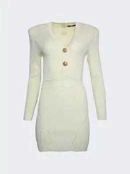 Короткое трикотажное платье Balmain, желтый