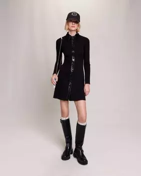 Короткое трикотажное платье Maje, черный