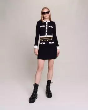 Короткое трикотажное платье Maje, черный
