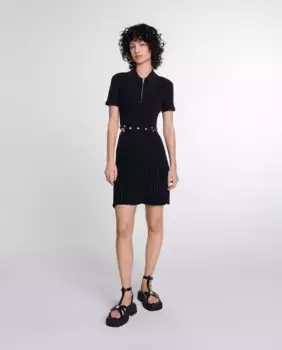 Короткое трикотажное платье Maje, черный