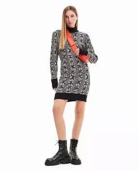 Короткое трикотажное платье от дизайнера М. Кристиана Лакруа Desigual, черный