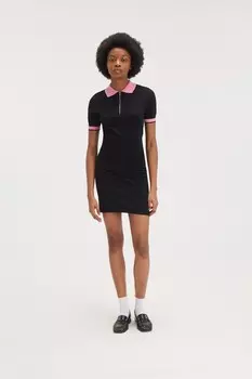 Короткое трикотажное платье поло Monki, черный