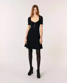 Короткое трикотажное платье в рубчик Maje, чёрный