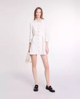 Короткое твидовое платье Maje, белый