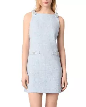 Короткое твидовое платье Maje, синий