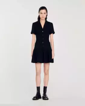 Короткое твидовое платье Sandro, черный