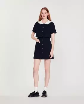 Короткое твидовое платье Sandro, черный