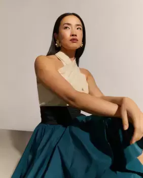 Короткое верхнее платье с бретельками Woman Fiesta El Corte Ingls, зеленый