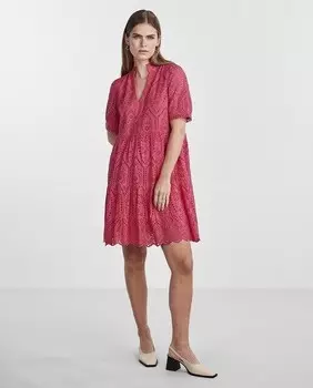 Короткое вырезанное женское платье Yas, розовый