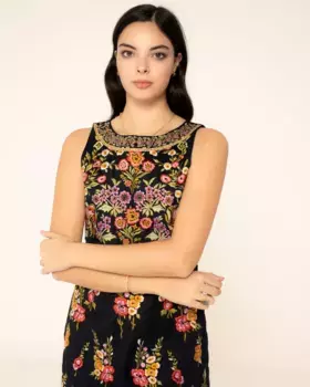 Короткое вышитое платье без рукавов Niza, черный