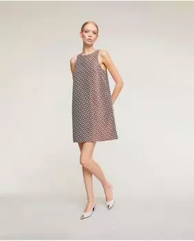 Короткое жаккардовое платье без рукавов Motivi, коричневый