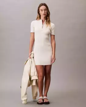 Короткое женское платье с молнией Calvin Klein Jeans, кремовый