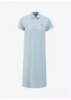 Короткое женское платье зеленого цвета с воротником-поло GURLIN24 U.S. Polo Assn., зеленый