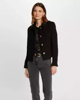 Короткое женское тканевое пальто на пуговицах Morgan, черный