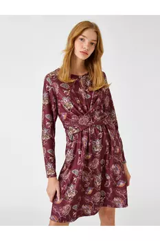 Короткое зимнее платье с длинным рукавом Koton, фиолетовый