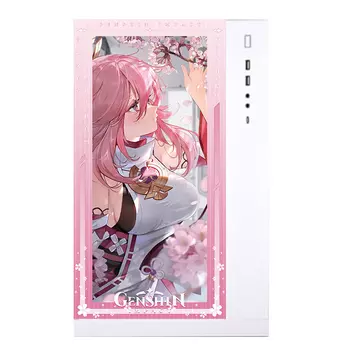 Корпус Lian Li Bauhaus O11D Custom Yae Miko, Full Tower, белый/рисунок