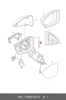 Корпус наружного зеркала OUTER MIRROR ASSY 57B857507A VAG