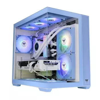 Корпус Thermaltake View 380 TG ARGB, Mid Tower, голубой