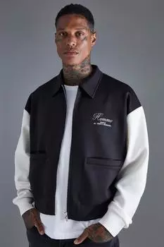 Корпусный бомбер color bloc scuba Boohoo, черный