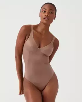 Корректирующее белье, сетчатое боди-стринги Spanx, черный