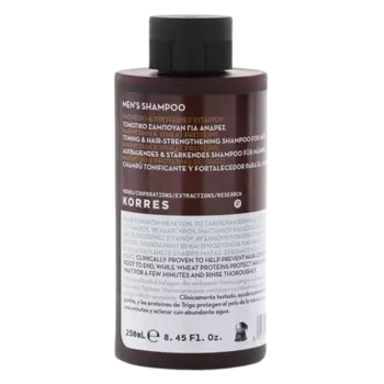Korres Men's укрепляющий шампунь против выпадения волос с магнием и протеинами пшеницы, 250 мл