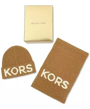 KORS Комплект шапки и шарфа в рубчик в рубчик KORS Michael Kors, черный