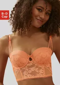 Корсаж LASCANA с элегантным кружевом и изысканными блестящими аксессуарами, цвет Mandarine