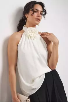 Корсаж с халтер воротником топ Joanna Hope, белый