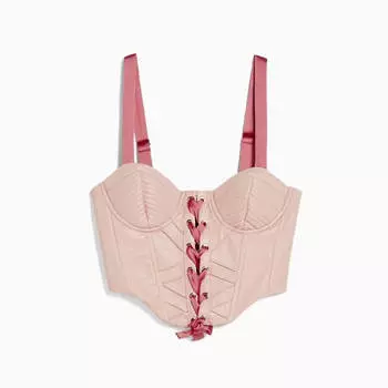 Корсет Bershka Faux Leather, розовый