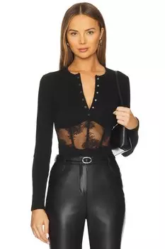 Корсет-боди с рёбрами жёсткости и кружевом в виде букета Fleur Du Mal, black