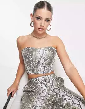 Корсет из искусственной кожи со змеиным принтом ASOS