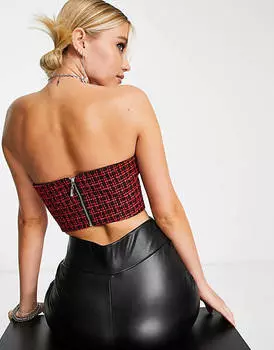 Корсет-корсет из букле Miss Selfridge в красную клетку