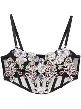 Корсет Loulou, украшенный кристаллами, черный