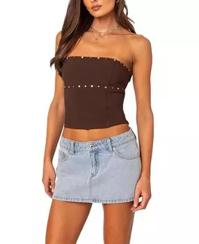 Корсет на шнуровке Edikted Darcy с шипами, коричневый