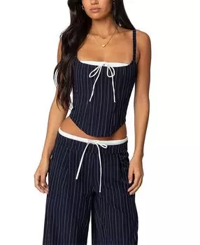 Корсет Peekaboo в полоску с завязками Edikted, синий