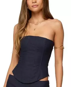 Корсет Rebel с эффектом льняной ткани Edikted, синий