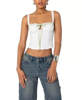 Корсет с ленточными люверсами Edikted Garden Girl, белый