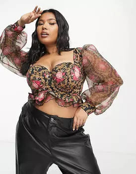 Корсет с шифоновыми рукавами в стиле барокко ASOS DESIGN Curve Melody