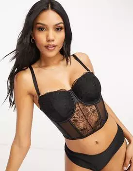 Корсет с вышивкой Asos Design Fuller Bust Celia, черный