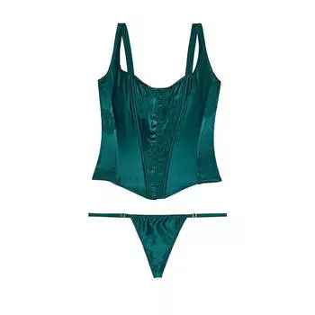 Корсет Victoria's Secret Very Sexy Archives Burnout Satin, темно-зеленый
