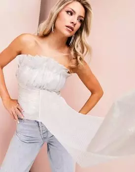 Корсетное боди со шлейфом ASOS блестящего белого цвета