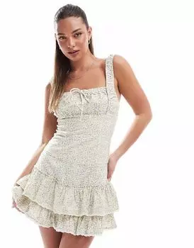 Корсетное мини-платье Cotton On Riley в цветочек лимонного цвета Cotton:On